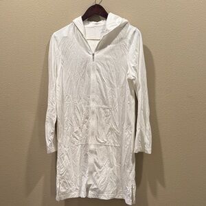 Lands' End White Hooded Zip-Up Cover-Up